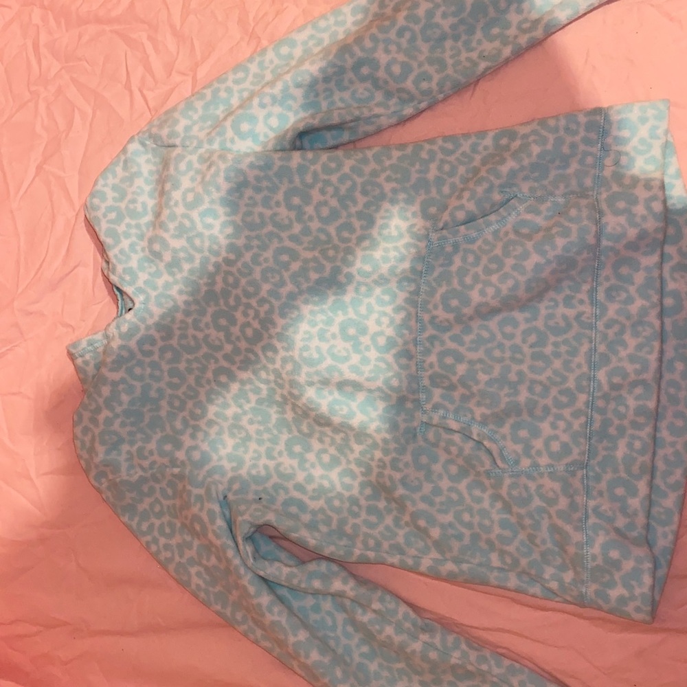 Blue And White Leopard Print Girls Hoodie